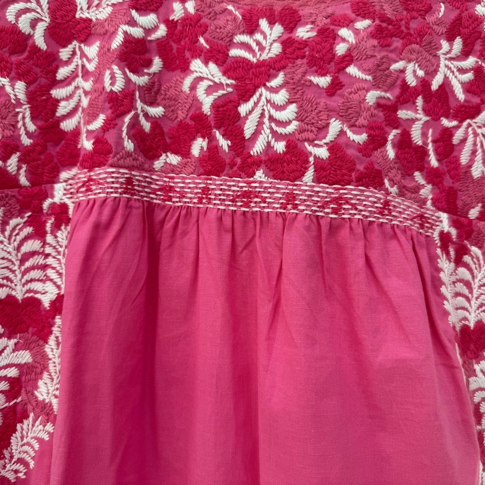 J.Marie  pink and white embroidered tiered dress with flutter sleeves- size S - Picture 6 of 6